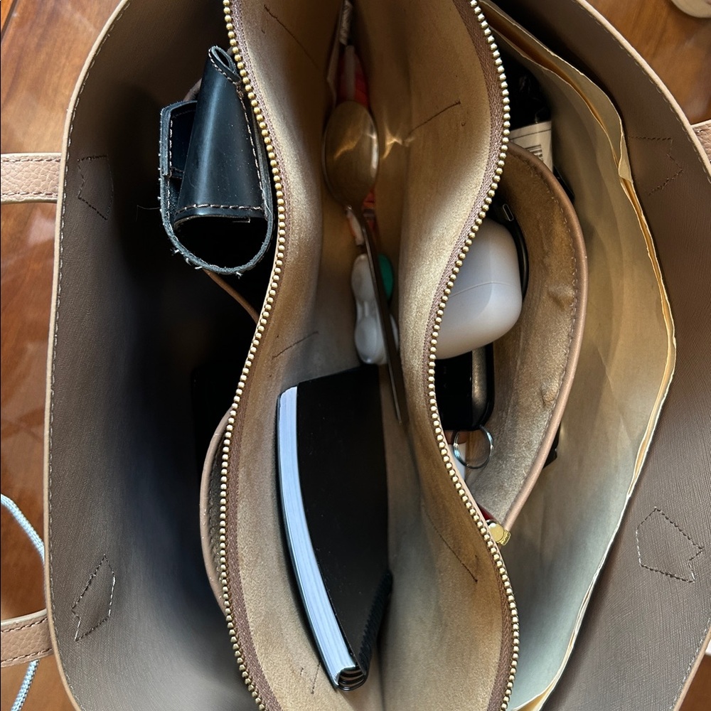 Women’s Taupe Tote Bag - Classic Everyday Handbag - Picture 11 of 15